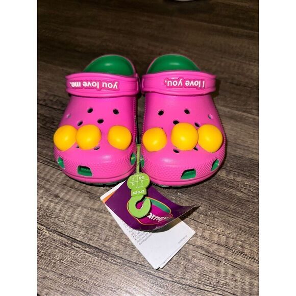 NWT Crocs Kids' Barney Classic Clog Limited Edition Big Kids Size J 2 - Picture 3 of 6